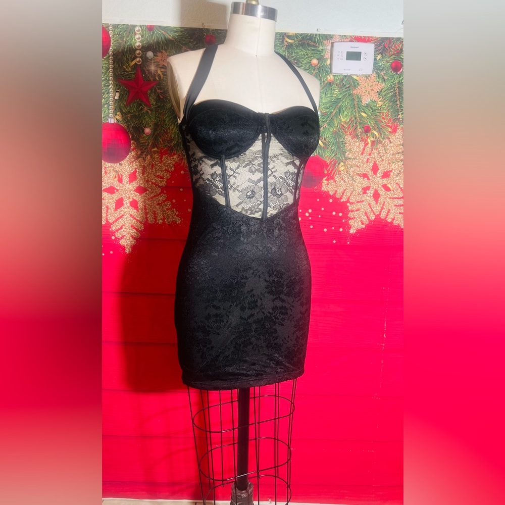 Black Lace Bodycon Slip Dress - Women Intimates